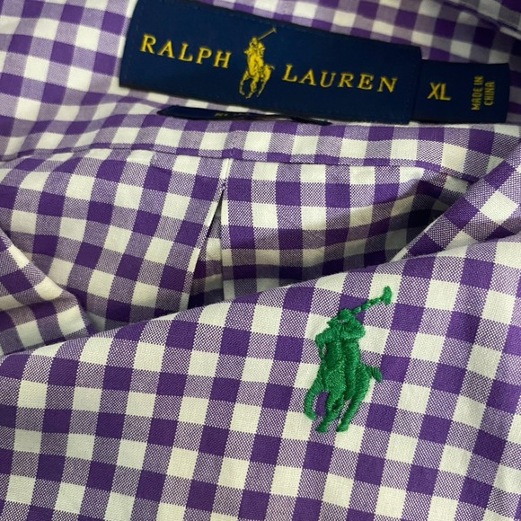 Polo Ralph Lauren Other - Polo Ralph Lauren L/S Oxford Button Front Shirt Men's Small Gingham Check Purple